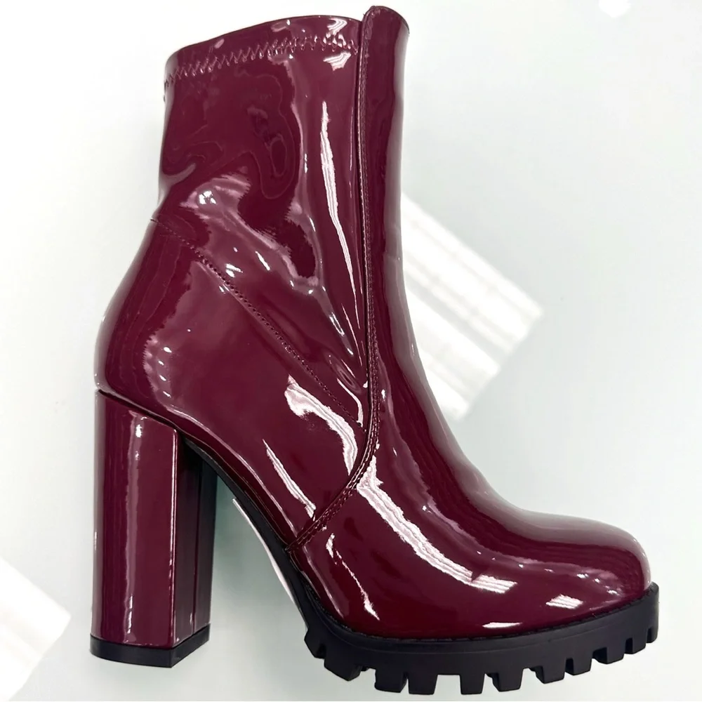 Burgundy Platform Boots - Picture 6 of 6